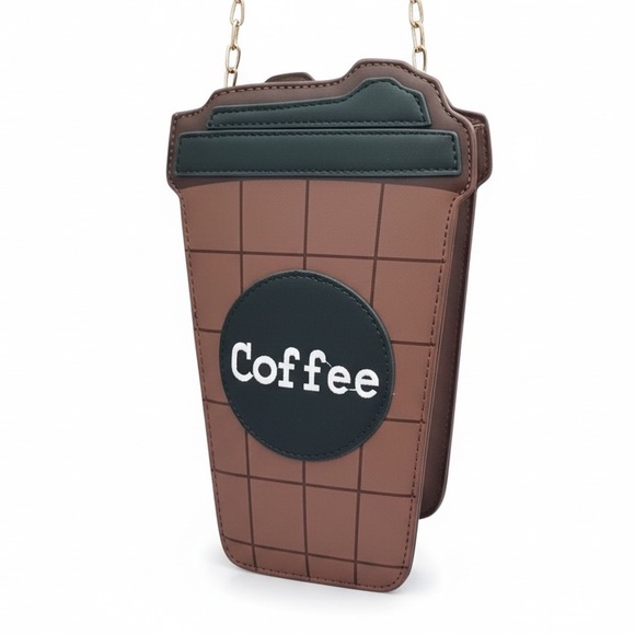 Handbags - To-Go Coffee Cup Crossbody Bag Faux
Leather New